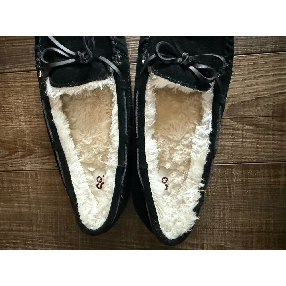 SO Berkley Suede Moccasin Slippers Sz. 8 Black - Picture 7 of 8